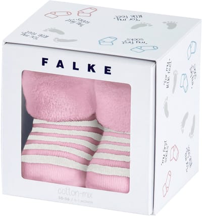 FALKE Erstlingsringel eenkleurig katoen sokken baby roze - maat 62-68