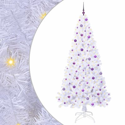 vidaXL - Kunstkerstboom - met - 300 - LED - Wit - 240 - cm - PVC - en - Staal
