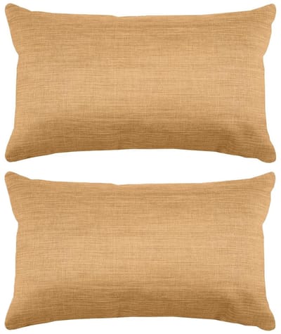 Stof Textile sierkussen Bea - 2x - camel - 30 x 50 cm - bank kussens - zitkussens - binnen/buiten - polyester