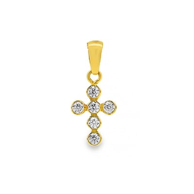 Juwelier Zwartevalk 14 karaat gouden kruis hanger met zirkonia - 14.209
