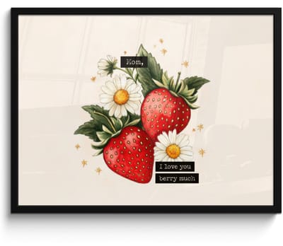 Poster in lijst - Fotolijst 70x50 cm - Posters - Aardbeien - Madeliefjes - Quote - Sterretjes - Posterlijst zwart - Decoratie - Wanddecoratie woonkamer - Muurdecoratie slaapkamer