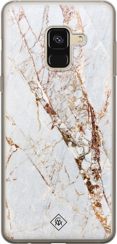 Casimoda® hoesje - Geschikt voor Samsung A8 (2018) - Marmer Goud - Backcover - Siliconen/TPU - Goudkleurig