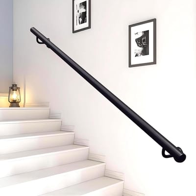 Trapleuning Metaal - Wandleuning Steun - Veilig Traplopen - Dubbele Roestwerende Bescherming - 250 cm - Zwart