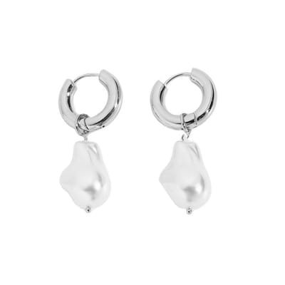 Oorringen Parel - Zilverkleurig | Lengte 4,5 cm | Fashion Favorite