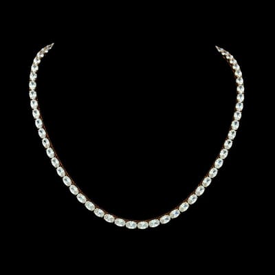 Victoria Valenza Roségoudkleurige RVS Tenniscollier met Ovale Zirkonia Stenen - Ketting - Rosegoud - RVS - Tennisketting - Zirkonia