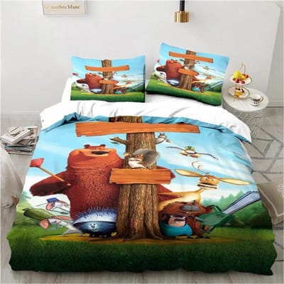 Ensemble de literie Grizzy et les Lemmings Garçons Filles Taille Twin Queen Housse de couette Taie d'oreiller Lit Enfants Adulte Mode Textile de maison 155x220cm 3pcs