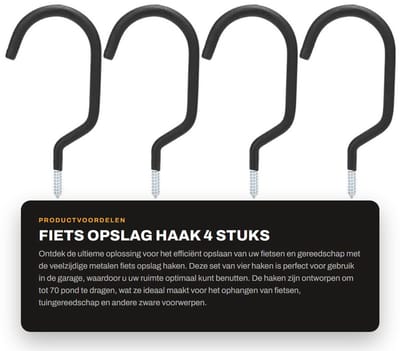 Dailygoods- Fietshaak - Metalen Fietsbeugel - Muurbeugel Fiets - Fietshaak Plafond - Opslag Haak - Hoogwaardige Kwaliteit - Fietsopslag