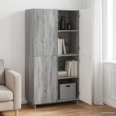 vidaXL - Highboard - Grijs - Sonoma - 79 - x - 41 - x - 151 - cm - Bewerkt - hout
