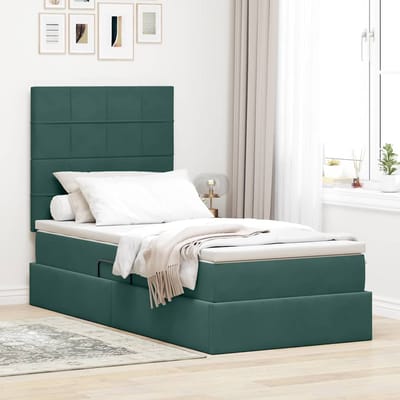 vidaXL - LED - opbergbed - met - matras - Donkergroen - 100 - x - 200 - cm - Fluweel
