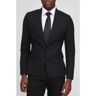Super Skinny Single Breasted Suit Jacket | Black | Size 52