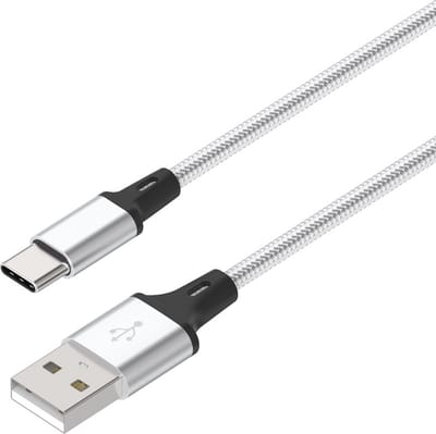 USB-C kabel 1 meter | Datakabel Oplaadkabel | USB-A naar USB C 1M | Fastcharger Quickcharge Snelladen | Gevlochten kabel geschikt voor Smartphone Telefoon | Samsung | Huawei | Oppo en Overige - Zilver LB113