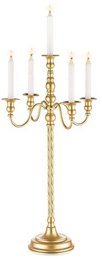 Hoge Vloer Kandelaar met 5 Armen - Gouden Metalen Spiraal Kandelaar van 71 cm voor Bruiloft, Ceremonie en Tafeldecoratie