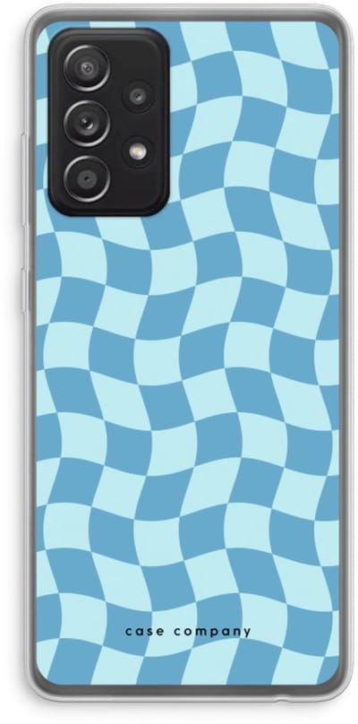 Case Company® - Hoesje geschikt voor Samsung Galaxy A52s 5G hoesje - Grid Blauw - Soft Cover Telefoonhoesje - Bescherming aan alle Kanten en Schermrand