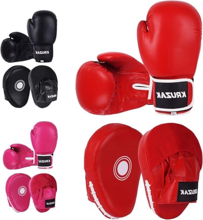 Focus Mitts Bokshandschoenen Set - Trainingshandschoenen Kickboksen MMA - Vechtsport Training - Meerlaagse Schuimvulling - 16 Ounce - Rood