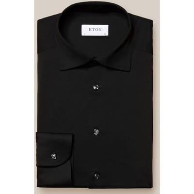 Eton Overhemd Four-Way Stretch Uni Zwart / male