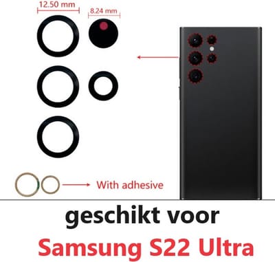 Samsung Galaxy S22 Ultra Camera Lens - Zelfklevende lens vervanging - Camera lens voor reparatie - Vervangbare camera lens