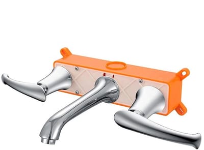 Hudor wastafelkraan chroom - Erymanthe collectie wandmengkraan - fonteinkraan verchroomd messing - wastafel kraan - 30% waterbesparing