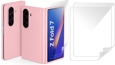 Hoesje geschikt voor Samsung Galaxy Z Fold 7 - 2x Screenprotector Volledig Dekkend Premium PET - Mat Back Case Roze