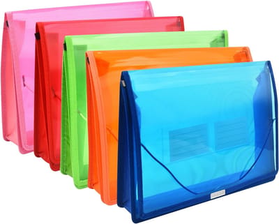 Bestandsmappen - Uitbreidbare bestandsmappen met klep - Waterdichte transparante documentenvakken - Uitbreidbare A4-bestandsmappen - Voor thuis, school en kantoor - 5 stuks