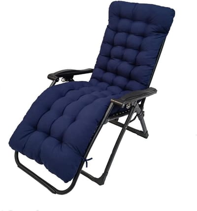 Lounger Kussen - Zitkussen Stoelkussen - Buiten Ontspannen - Anti-slip Rug - 170x53x7cm - Navy Blauw