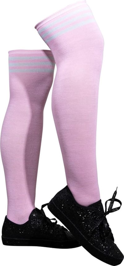 2 paar lieskousen - Roze met witte strepen - Cheerleader - Voetbal