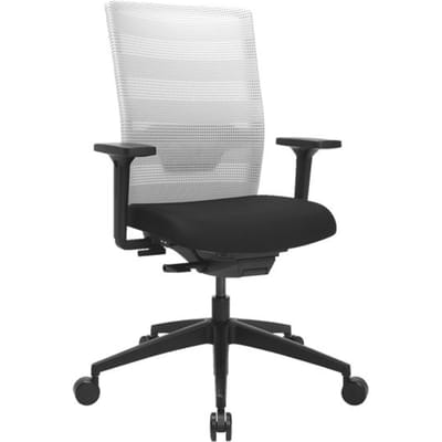 Topstar AirWork bureaustoel, met armleuningen, auto-synchroon mechanisme, voorgevormde zitting, netrug met lendensteun, wit/zwart