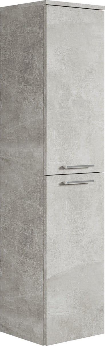 Badplaats Badkamerkast Saturnus 35 x 35 x 130 cm – Beton Grijs – Hangende Kolomkast met Twee Deuren
