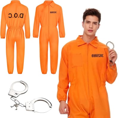 Oranje gevangenis kostuum voor mannen - jumpsuit voor carnaval en Halloween, perfect voor feestjes en evenementen