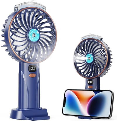 Oplaadbare USB‑mistventilator met 5 snelheden, LED‑scherm en afneembare voet, krachtig en stil