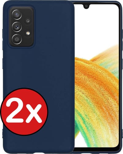 Hoesje - 2 Stuks - Geschikt voor Samsung Galaxy A33 - Sterk & Shockproof - Telefoonhoes - Back Cover - Case Siliconen - Telefoon Hoes - Donkerblauw
