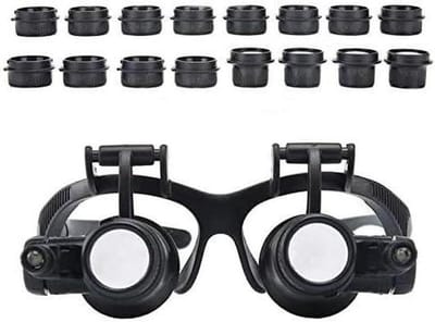 Vergrootglas Bril - Mini Loupe - Precisiewerk Bekijken - 8 Wisselbare Vergrotingen - 21mm Lens Diameter - Zwart