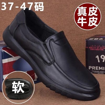 Herfst Herenschoenen Knus Dikke Zool Antislip Zacht Verlicht Alles Match Klassiek Zakelijk Mode Casual Leren Schoenen 40 black