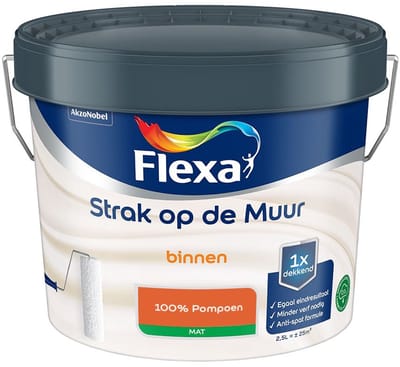 Flexa - Strak Op De Muur Binnen Mat - 100% Pompoen - Mengverf - 2,5 L