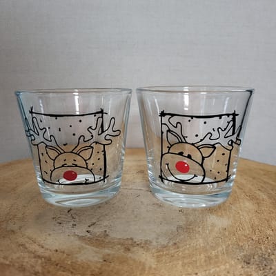 Set van 2 Theelichtjes - Kerst - Helder - Rudolf