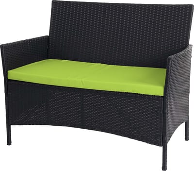 Halden poly rotan tuinbank, zitbank ~ antraciet, groene kussens