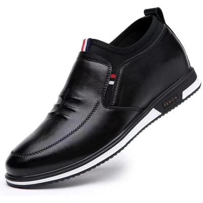 Leren Heren Casual Schoenen Zakelijke Vrijetijdsschoenen voor Heren Ademende Loafers Gemakkelijk Draagbare Heren Comfortabele Flats Mode Nieuwe Herenschoenen 44 black