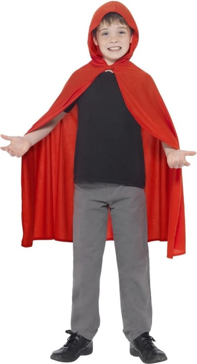 Cape met capuchon kind rood - Maat M/L