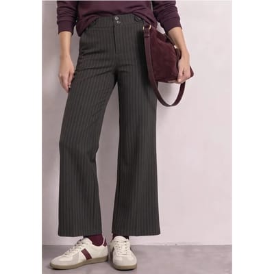 High Waist Broek met wijde pijpen en strepen