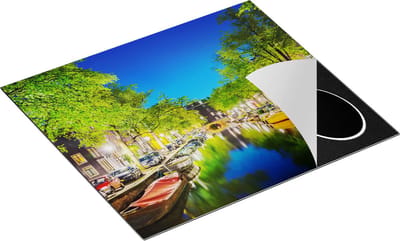 Chefcare Inductie Beschermer Amsterdamse Gracht in de Nacht - 60x50 cm - Afdekplaat Inductie - Kookplaat Beschermer - Inductie Mat