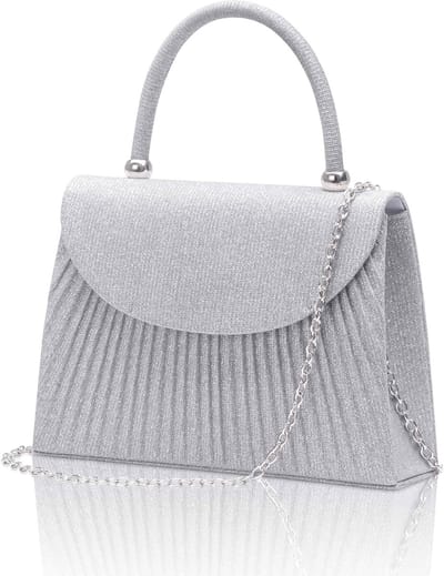 Elegante zilveren clutch bag voor feesten, avonden uit, en speciale gelegenheden
