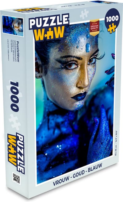 Puzzel Vrouw - Goud - Blauw - Legpuzzel - Puzzel 1000 stukjes volwassenen