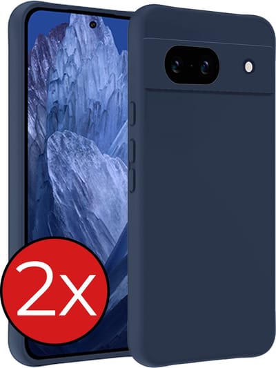 Hoesje - 2 Stuks - Geschikt voor Google Pixel 8a - Sterk & Shockproof - Telefoonhoes - Back Cover - Case Siliconen - Telefoon Hoes - Donkerblauw