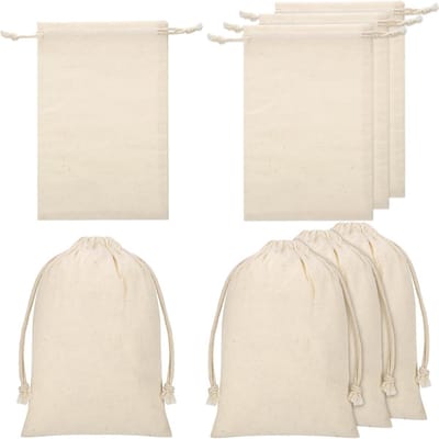GELLDG 20 stuks katoenen tassen - 10x15cm trekkoordtassen - kleine gevulde tassen - geschikt voor kerst-adventskalenders, feestdagen, kinderfeestjes, bruiloften - doe-het-zelf cadeautassen