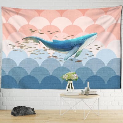 Cartoon Dier Wandtapijt Muurhanger Bohemien Hippie Tapiz Kawai Kinderkamer Meisjes Slaapzaal Decor 95x70cm gray