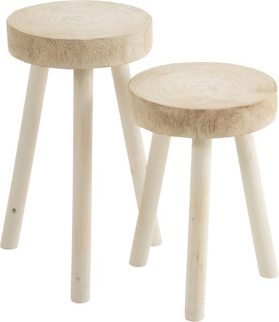 J-Line kruk - hout - wit - 2 stuks
