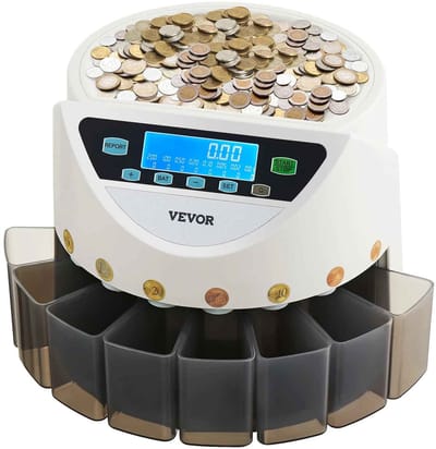 Casa Living Muntenteller Machine - Sorteermachine - 850 Munten Capaciteit - Voor 8 Verschillende Munten - LCD Scherm - Automatisch Sorteren - Wit