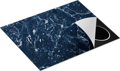Chefcare Inductie Beschermer Donkerblauwe Marmer - Blauw - 65x50 cm - Afdekplaat Inductie - Kookplaat Beschermer - Inductie Mat