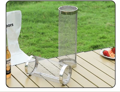 Grote Rollende Grillmand Roestvrijstalen BBQ Grillrooster Mandje Anti-aanbak Vis Groenten Grillrooster BBQ-accessoires voor buiten Picknick Kampvuur Kamperen 1 Stuk (20 cm)