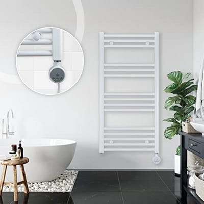 Elektrische Badkamerradiator met Temperatuurregeling en Timerfunctie – Wit – Handdoekradiator voor Badkamerverwarming