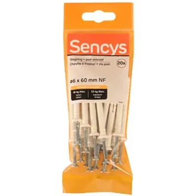 Sencys Slagplug Nylon - Diam. 6x60mm - 20 Stuks